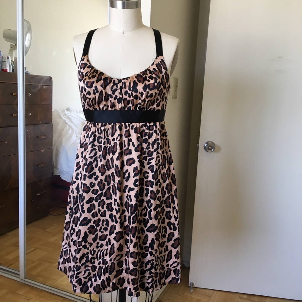 INC Leopard Black Brown Crisscross Straps Dress, 6